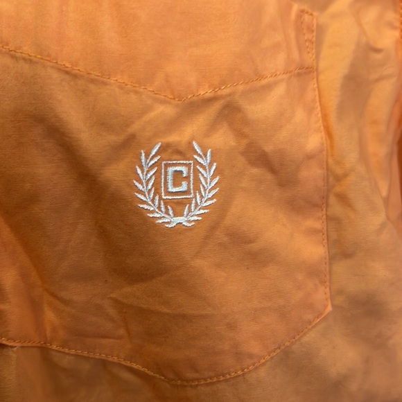 Chaps orange shortsleeve button up collar men’s shirt - Picture 4 of 8